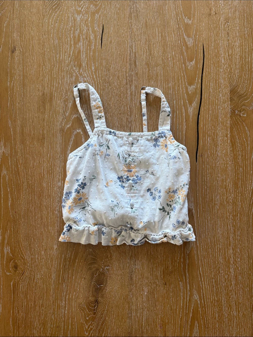 abercrombie kids White Floral Ruffle Cami